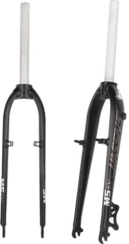 NBTRXWAFR Forcella Rigida per Bici MTB 26/27, 5 Pollici, Forcella per Bici in Alluminio Super Leggera da 1-1/8 Pollici, Freno A Disco/V, Forcella MTB in Lega A Sgancio Rapido,Grigio,27inch