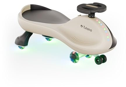 Tulano Focus 35 | Rutschfahrzeug Kinderfahrzeug ab 3 Jahren | Gummiräder mit LED-Beleuchtung | Antrieb durch Lenkbewegung | 1 Stück | Komfortsitz | 360° Lenkung | Belastbar bis 100 kg | Beige
