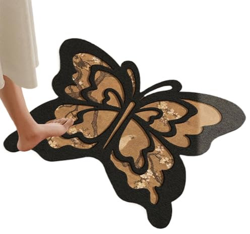 Lunaobrik Rutschfester Badteppich mit Tiermotiv, klassischer Stil, schnell trocknend, für den Außenbereich und ältere Menschen