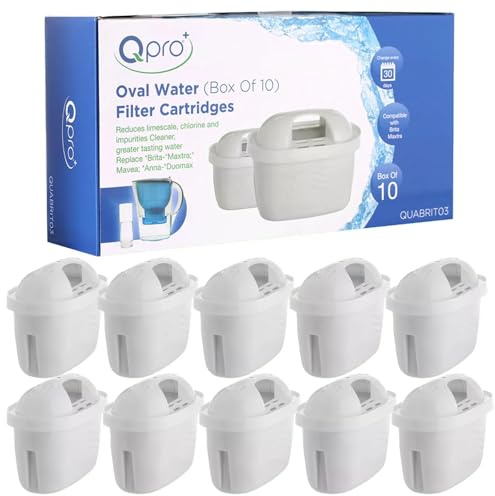 QPRO 10 Pack Limescale Water Filter Cartridges Compatible with BRITA MAXTRA MAXTRA Plus+ PRO All in 1 Water Filter Jug Replacement Cartridges Refills