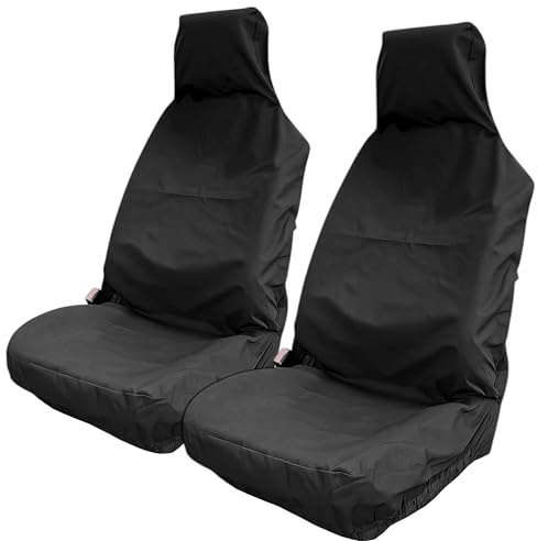 WYRELINE® 2PCS Extra Heavy Duty Car Seat Covers Front Pair - Universal Fit Black | Front Car Seat Cover Protectors | Durable And Easy Wipe Clean Waterproof Material (2 PACK)
