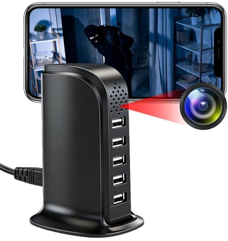 Telecamera Spia 1080P Hub Ricarica 5-in-1 WiFi, Rilevamento Movimento