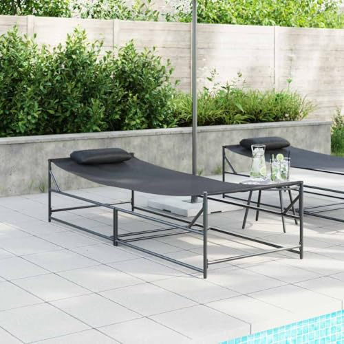 Molumvel 2er Set Gartenliege Sonnenliege Schwarz Metall klappbar wetterfest für Garten Terrasse Balkon Liegestuhl ergonomisch mit Kissen
