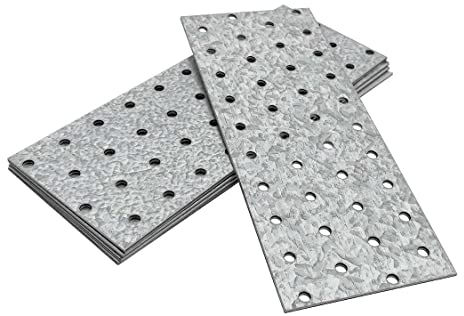 OMIDEAS 5 x Placas Perforadas (200 x 80 x 2) Placas de Unión Planas de Acero Placa de montaje Soporte de fijación Galvanizado