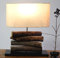 GURU SHOP Tischlampe/Tischleuchte, in Bali Handgemachtes Unikat aus Naturmaterial, Treibholz, Baumwolle - Modell Mukata, 42x34x16 cm