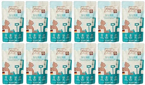 MjAMjAM - Premium Nassfutter für Katzen - Quetschie - purer Fleischgenuss - gute Pute pur, 12er Pack (12 x 125 g), getreidefrei mit extra viel Fleisch