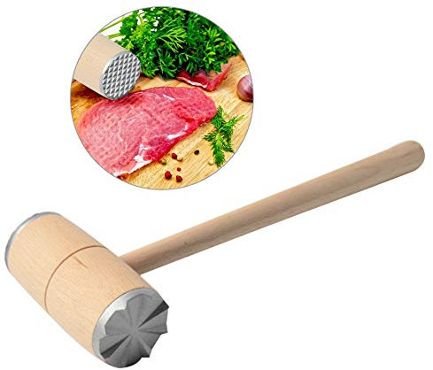 Martillo de Carne de Madera de Dos Lados Martillo Pounder para Tenderizing Steak Beef Práctica Herramienta de Cocina Mazo para Carne para Reblandecer Carne Herramienta para Golpear Carne