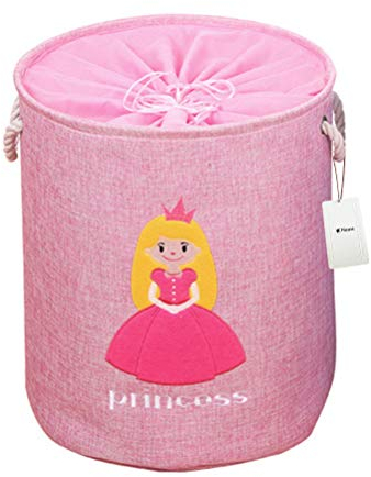 Fieans Große Spielzeug Aufbewahrungsbox Faltbare Kinderzimmer Aufbewahrungskorb mit Griffen Tunnelzug Wäschekorb Kleider Organizer - Rosa/Prinzessin