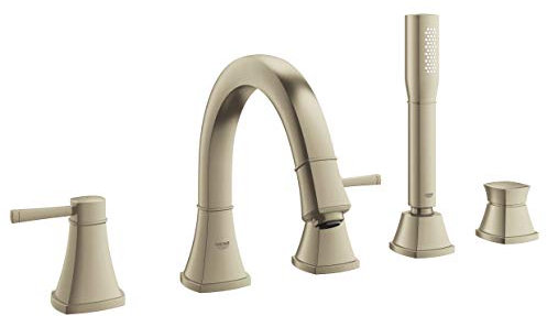 Grohe Grandera 19919ENA Wannenarmatur mit 5 Löchern und Handbrause, gebürstetes Nickel