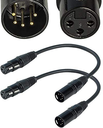 SiYear 3 Pin XLR Buchse auf 5 Pin XLR Stecker Audiokabel für Mikrofon DMX Stage Light Turnaround Stage XLR3F auf XLR5M Adapterkabel (12inch / 2Pack