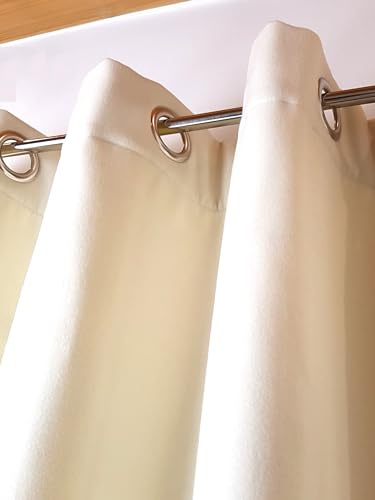 NOVUM fix Filzvorhang mit Ösen Softfilz Thermovorhang Kälteschutz Türvorhang Raumteiler Übergardine helles beige energiesparen 138x175cm(BxH)