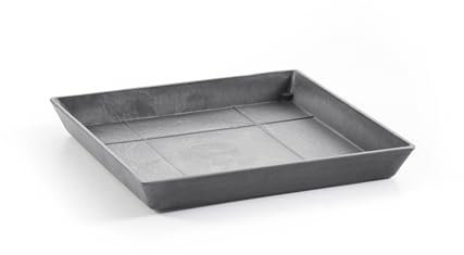 Ashortwalk ECOPOTS - Plato cuadrado de plástico reciclado (35,5 x 3,5 cm), color gris