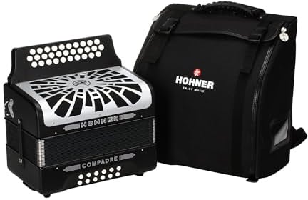 Hohner Compadre FBbEb Musica Tipica Series Accordion (Black) - 12 Basses, 62 Notes, Standard Straps with Gig Bag