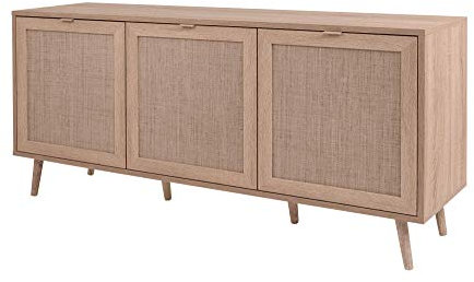DEINE TANTE EMMA 003043 Bali 51A Sonoma Eiche/Geflecht Rafia Kommode Beistellkommode Sideboard ca. 150 x 71 x 40 cm