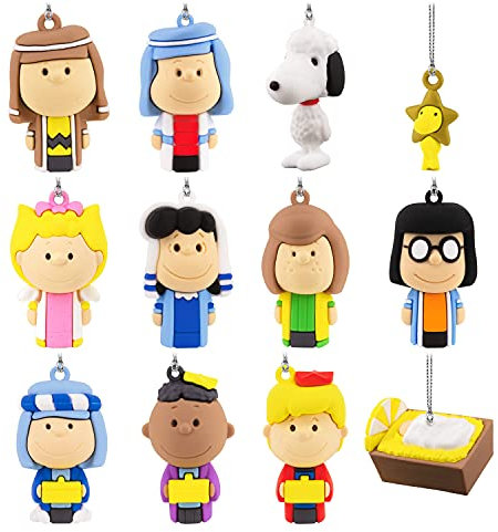 Hallmark Peanuts Krippen-Countdown-Kalender Miniatur-Weihnachtsbaum-Set mit 12 Mini-Ornamenten, (0002HCM9187)