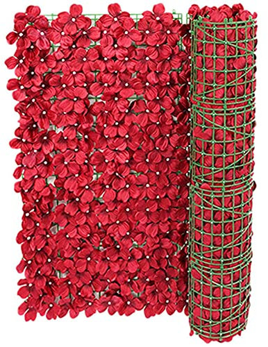 attache brise vue, Confidentialité Clôture écran, écran d'intimité Jardin, Fleur artificielle Trellis clôture Panneaux de jardin Mur Confidentialité Clôture Adornment Yard mariage rouge 50x300cm