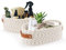 Bestcool Aufbewahrungskörbe, 2Pcs Baumwolle Strickkorb Woven Basket Cotton Rope Körbe Badkorb Faltbarer Aufbewahrungskorb mit Griffen für Schränke Schubladenschrank Regal Kommode, Beige(2 Größen)