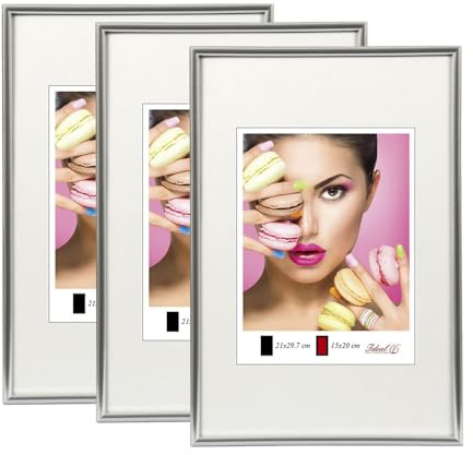 IDEAL TREND 2er 3er 5er Pack Photo Style Set Bilderrahmen Wanddeko Collage Poster Kunststoff Rahmen: Farbe: 3er Pack Silber | Format: 21x29,7 DIN A4