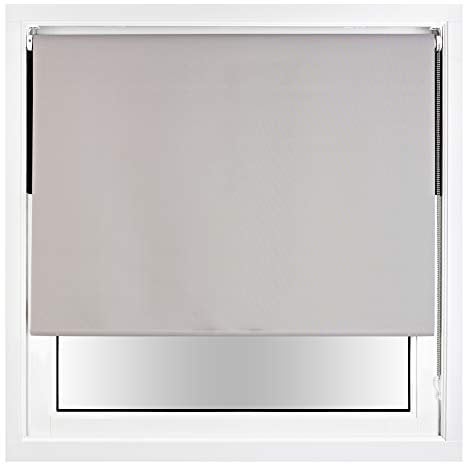 FURNISHED Blackout Roller Blind with Metal Fittings Trimmable Insulated Thermal Fabric Heavy-duty Easy Install Brackets Window Roller Blinds - Grey, 165W x 165H cm