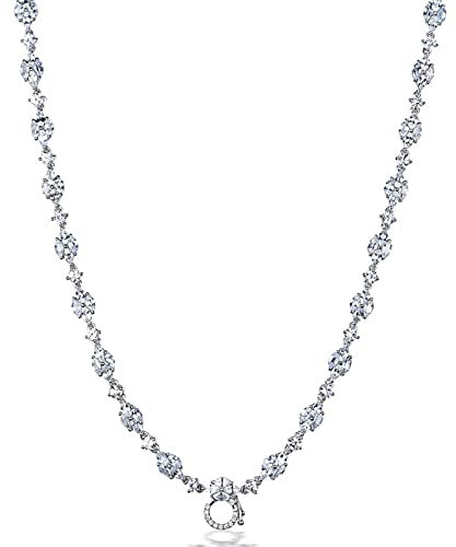 Beydodo Halskette 750 Weißgold Damen, Collier Kette mit Weiß Saphir 16.2ct Halskette Weißgold mit Diamant Charms