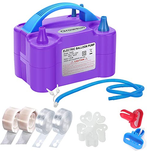 Growsun Balloons Pump Kit Electric Balloon Garland Arch Kit Air Blower Inflator for Party Decoration w/Ballons Tape Strip, Purple