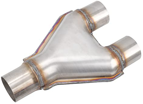 FGJQEFG Tubo a Y in acciaio inox T409 da 5,6 cm ID singolo a 2,25 pollici ID doppio stampato connettore adattatore di scarico, lunghezza totale: circa 25,4 cm, universale