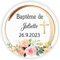 MameArt 50 STICKERS Autocollants Personnalisée Baptême Communion, Prénom et Date, 4cm Étiquettes Autocollants pour Mariage Anniversaire Ans Baptême Cadeaux Fête (Fleurs 4) 1FR1003A