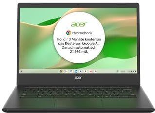 Acer Chromebook 314 (CBOA314-1H-C32M) Laptop, 14 FHD Display, Intel Celeron N4500, 4 GB RAM, 128 GB SSD, Intel UHD Graphics, Google ChromeOS, QWERTZ-Tastatur, schwarz