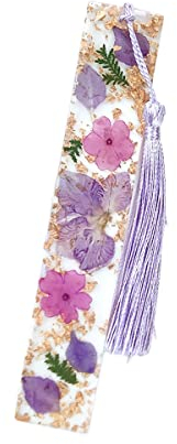 XINGNIAO Gänseblümchen-Epoxid-Lesezeichen Getrocknete Blumen Harz-Lesezeichen Gepresste Blumen-Lesezeichen Transparente Blumen Getrocknete Blumen-Seitenmarker Acryl-Lesezeichen Purple Beauty Sakura