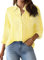 NONSAR Bluse Damen Elegant Langarm Streifenbluse Hemden mit Knöpfen Casual Büro Arbeit Blusen Baumwolle Tunika Hemd Oberteile Tops(9359XXL,Gelb)