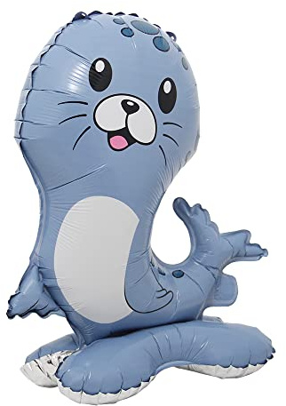 Selfstand 3D Animal Fox Koala Lion Elephant Panda Cow Rabbit dinosaur Triceratops Stegosaurus Baby shower Ball Foil Balloons Birthday Party Baby Shower Decorations Kids Toys (Base Sea Dog)