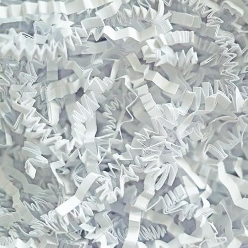Bobobag Papierschnipselfüller, recycelbar, Konfetti, Bast, Gras, zerkleinertes Papier für Osterkörbe, kreative Eier, Dekoration, 118 ml, Weiß