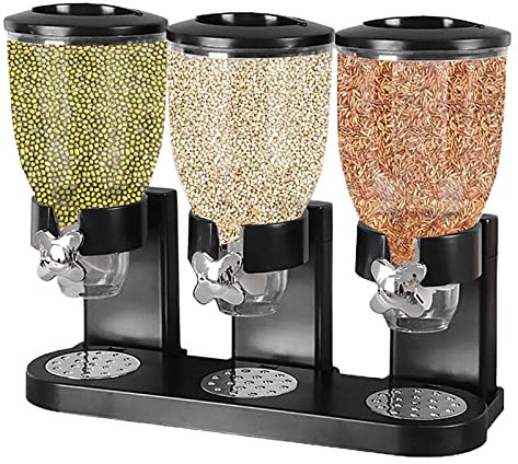 Rosixehird Dispensador de Cereales Triple, 2L Dispensador de Almacenamiento de Contenedores de Cereales, Dispensador de Alimentos Contenedor de Almacenamiento de Dispensador Sellado