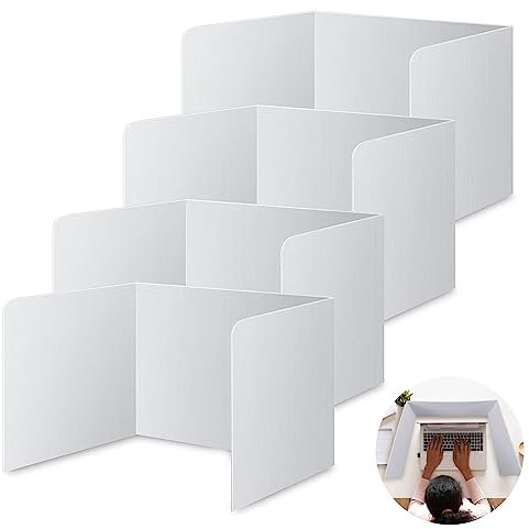 DAZZTIME 4 Piezas Separador de Escritorio,Separador Escritorio Separadores,Partición Plegable Multiusos,Empalme en Forma de U,para Oficinas Aulas Panel de Privacidad de Escritorio