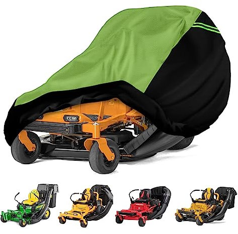 Zero Turn Mower Cover with Bagger Attachment, Universal Fit Decks up to 60 with Bagger, 600D Oxford Cloth Zero Turn Mower Cover with Windproof Buckle for Snow Rain Dust Hail Protection