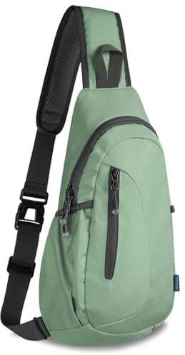 TITECOUGO Small Sling Canvas Bag Lightweight Crossbody Bag for Women Rucksack for Men Running Backpack Travel Chest Pack Shoulder Daypack for Gym Work Outdoor Hiking Sports Aqua Geen