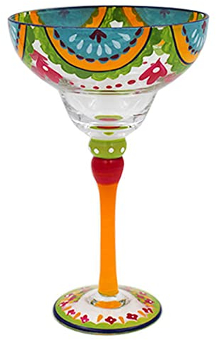 BYYLECL Hand Blown Painted Margarita Glass 270ml Cocktail Glasses for Couple Gift, Margarita Party Fruit Slices B