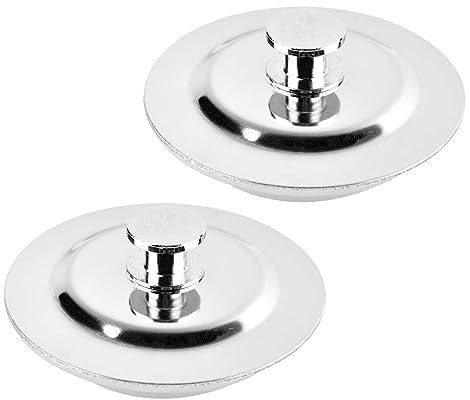 Jiayaus 2Pcs Universal Bath Plug UK for 42-44mm Drain Holes, Stainless Steel Sink Plug, Bathtub Plug Replacement with Easy Pull Handle, Drain Stopper for Kitchen, Bathroom