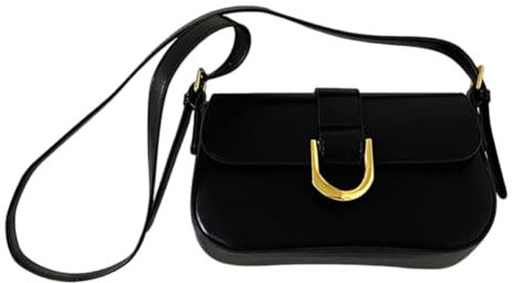 ARVALOLET Vielseitige Lackleder Umhängetasche Gurt Verstellbare Vintage Tote Crossbody Sling Bag Frauen Top Griff Tasche Mädchen Stilvolle Geldbörse, Schwarz , 240.00x140.00x80.00mm/9.45x5.51x3.15inch