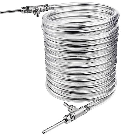 NETFEN Gegenstrom-Würzekühler, 1 Stück, 3/8 Zoll X 10 M, Edelstahl-Kühlrohr, Super Effektiver Wärmetauscher, Selbstgebrauter Bierkühler, Spulenrohr, Silber