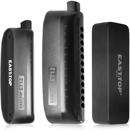 EAST TOP ET12 Chromatische Mundharmonika in B für Erwachsene und Profis mit einzigartigem modernem Design, schwarze Abdeckung