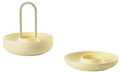 ZONE DENMARK Singles-Huevera con Soporte de Dia, 11,2 x 9,5 cm, 4 Unidades, Silicona/Metal, Piedra caliza, 11.2 cm