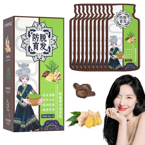 HIDRUO Ginger Plant Extract Anti-Hair Loss Hair Shampoo, Ginger Shampoo for Hair Growth, Safe for Color Treated Hair for all Hair Types (1PCS)