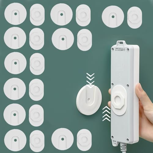 10 Pair Adhesive Punch-Free Socket Holder, Self Adhesive Desktop Socket Fixer, Plug-in Socket Fixer Bracket Stand Wall-Mounted Removable Cable Organizer Mobile Clips for WiFi Routers,Remote Controls