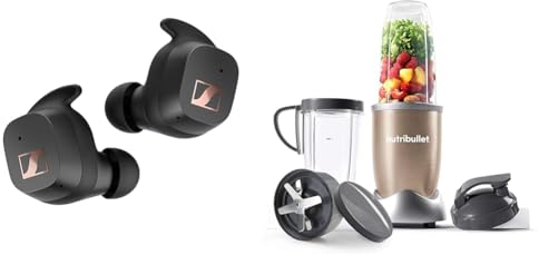 Sennheiser SPORT True Wireless Earbuds - Bluetooth In-Ear Headphones for Active Lifestyles & NutriBullet NBLP9 900W Blender Champagne Multi-Function Cold Beverage Smoothie Maker- 2 Cup Sizes