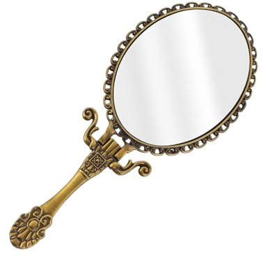 Miroir à Main élégant avec poignée Vintage pour Le Maquillage Miroir à Main de Voyage rétro en métal pour Femme pour Anniversaire