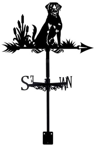 ANCNA-U Girouette en métal noir pour chien, chiot, chat, indicateur de direction du vent, instrument de mesure, installation de toit, girouette, scène de ferme, accessoires de décoration de jardin