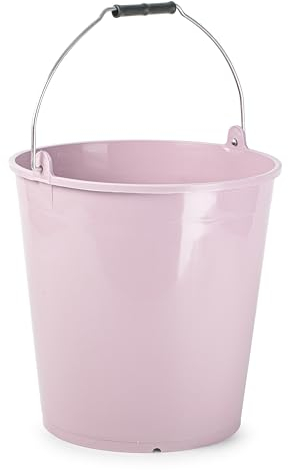 CABLEPELADO Cubo plástico, Cubo de Limpieza, Cubo domestico, Cubo para jardín, Cubo de Limpieza, Cubo de fregona, 31 cm Alto x 32.5 cm diámetro Superior, Capacidad 15 litros, Asa de Agarre, Rosa