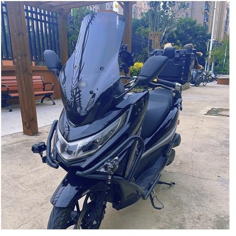 MEndip Motorrad Windschutzscheiben Spoiler Modifiziertes Motorrad Uhr150 Uhr125 Uhr 58,5 cm Stabiler Windschutzscheiben-Windabweiser Mit Spiegel Für DNA Uhr125