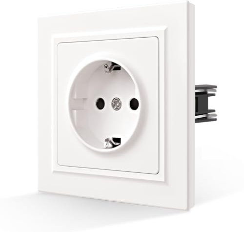 CNBINGO Steckdose Glattes Hautgefühl Unterputz mit Krallen - Einfach Schuko Steckdose mit Hautfreundliche Matt Platte - Weiß Wandsteckdose